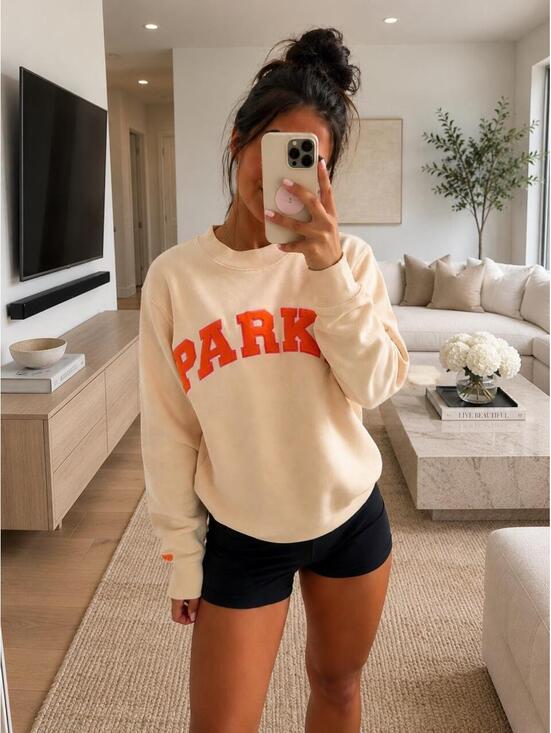 Parke Tops - PARKE x Dunkin Varsity Mockneck Sweatshirt Latte Size Large NWT